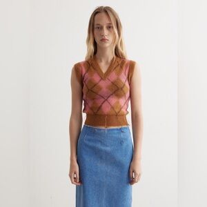 NWT $850 Marni Argyle Light Mohair V-Neck Sweater Vest